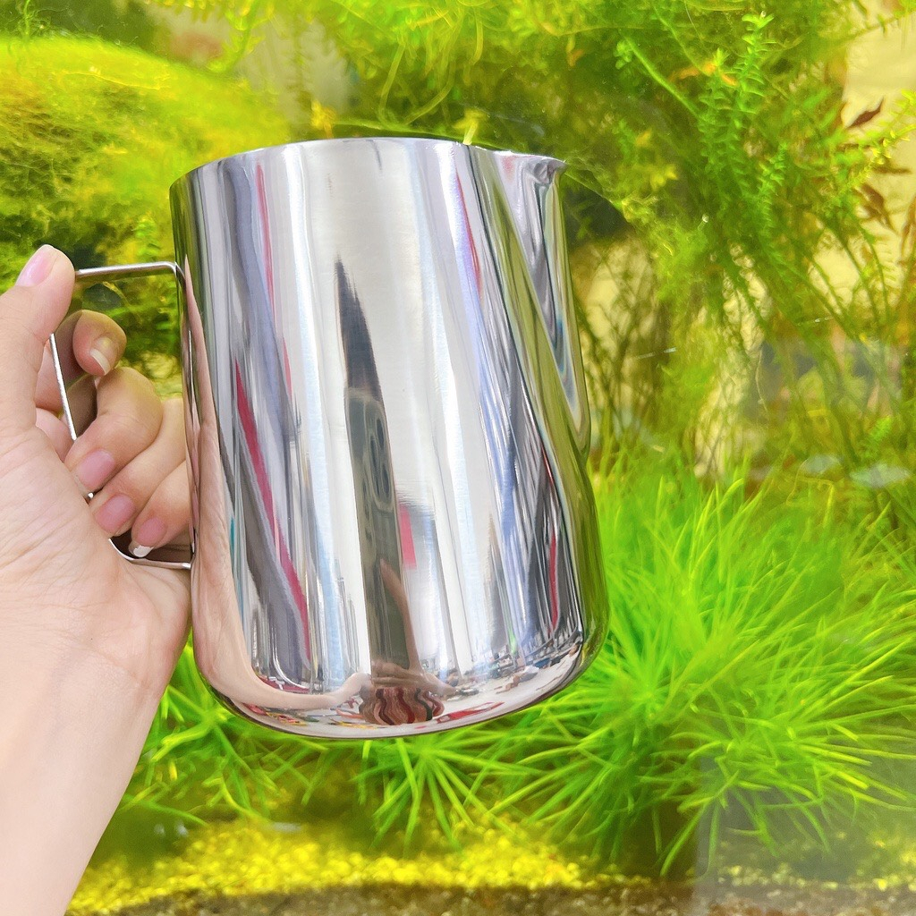 Ca đánh sữa  inox có mỏ có vạch định lượng đủ size - Cốc ca đánh sữa inox