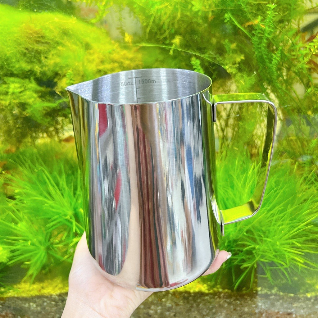 Ca đánh sữa  inox có mỏ có vạch định lượng đủ size - Cốc ca đánh sữa inox