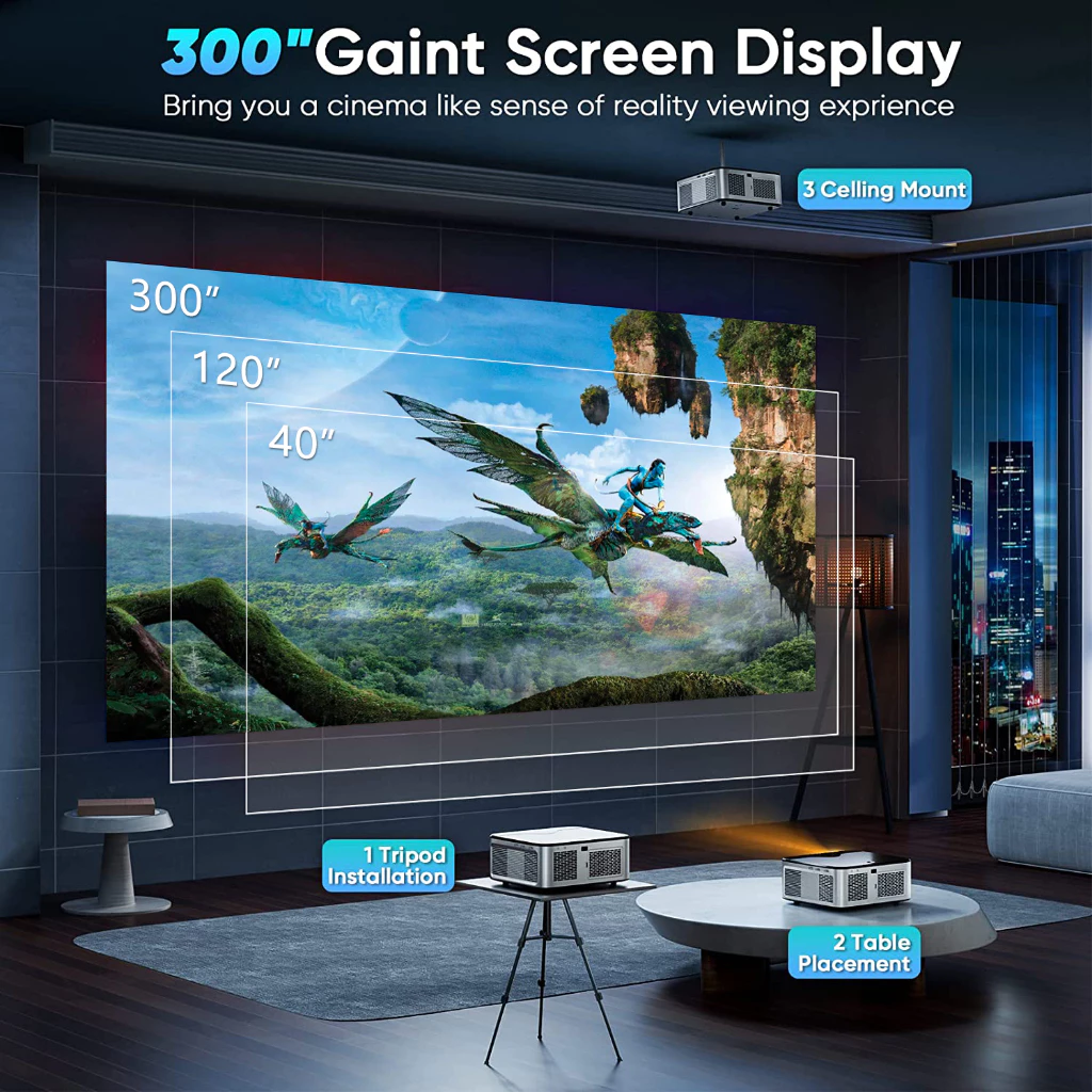 Máy chiếu mini GOOJODOQ Wifi 8k Full HD 1080p 15500LM Hỗ trợ Android và Điện thoại thông minh