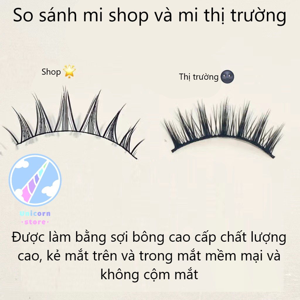 Bộ 5 Cặp Lông Mi Giả Cong Dày Trong Suốt Tự Nhiên Phong Cách Âu Á Faiccia