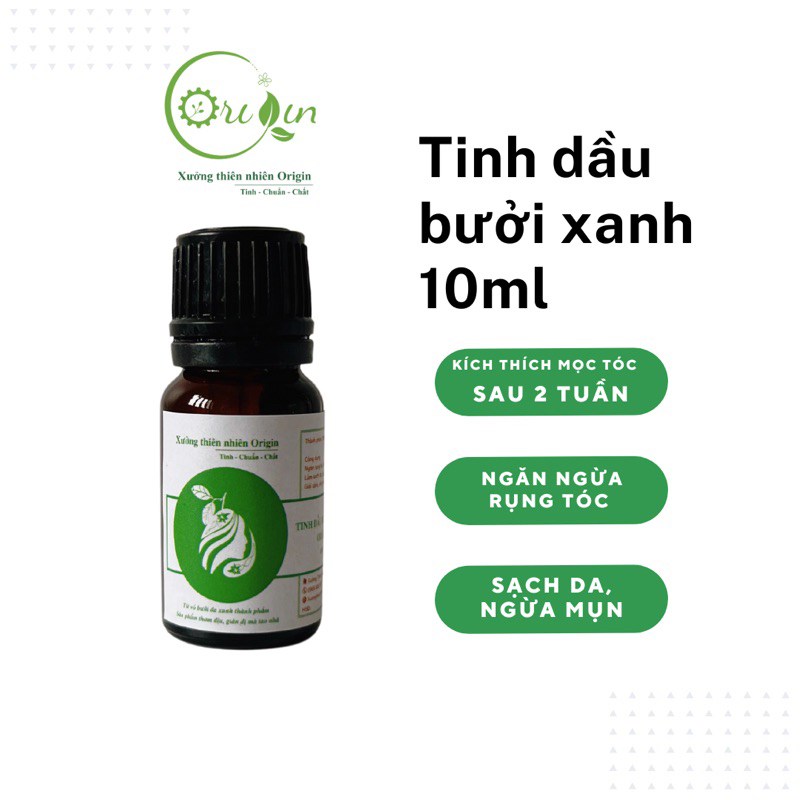 Tinh dầu dưỡng tóc bưởi xanh Origin nguyên chất 100% ngăn rụng, kích thích mọc tóc [Kiểm nghiệm GC-MS]-10ml