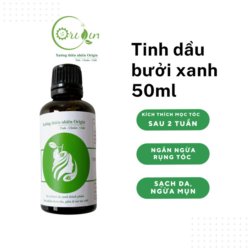 Tinh dầu dưỡng tóc bưởi xanh Origin nguyên chất 100% ngăn rụng, kích thích mọc tóc tự nhiên [ Kiểm nghiệm GC-MS]-50ml