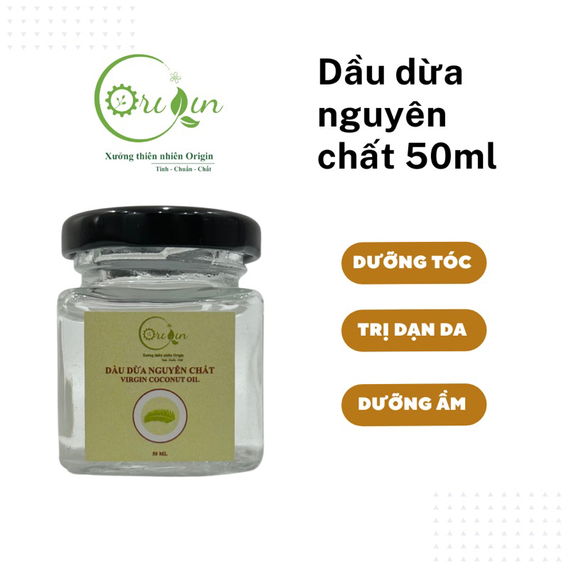 Dầu dừa nguyên chất ủ tóc, trị rạn da dành cho bà bầu - Dầu dừa Origin hũ 50ml