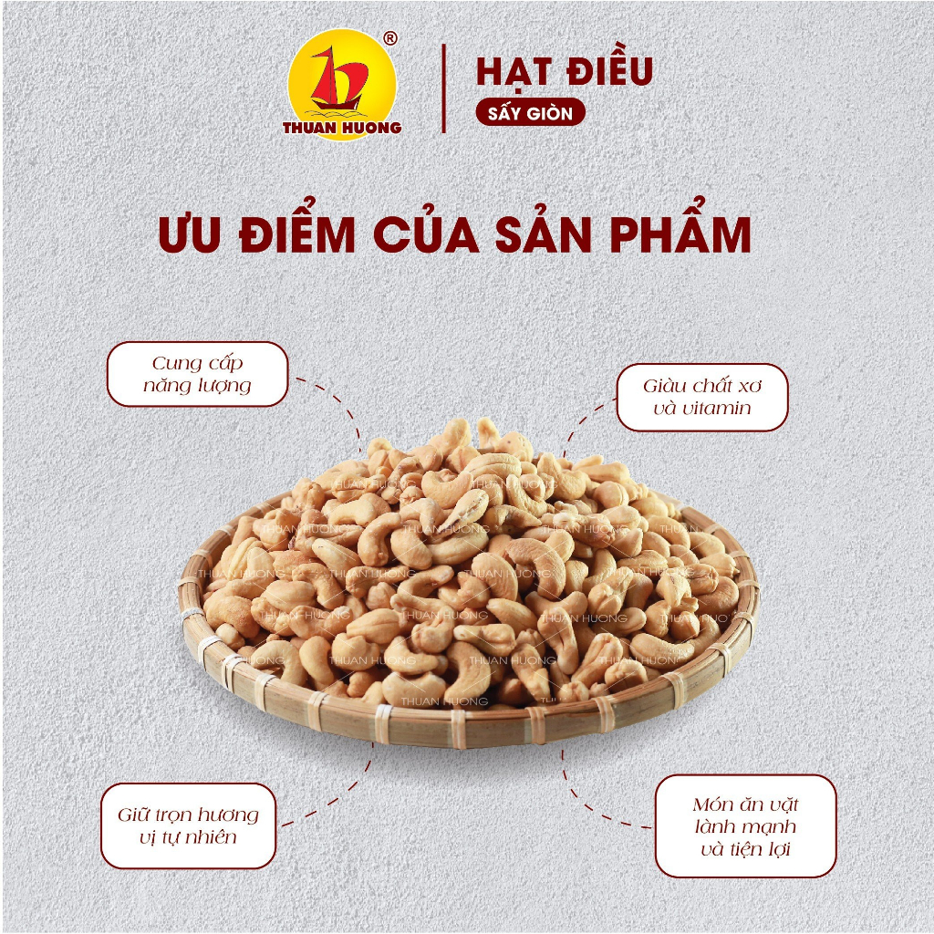 Hạt điều sấy nguyên vị Thuận Hương 250g - Hạt điều sấy, Ăn vặt chuẩn Hàng Xuất Khẩu