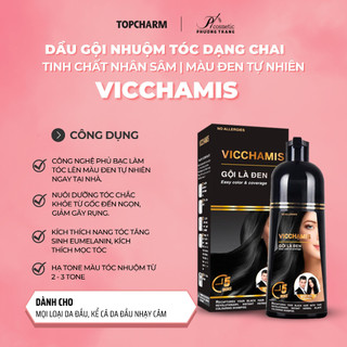 [Chai 500ml] Dầu gội phủ bạc gội là đen VICCHAMIS - Phủ bạc hiệu quả, tóc chắc khỏe - TOPCHARM