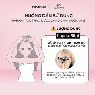 [Chai 500ml] Dầu gội phủ bạc gội là đen VICCHAMIS - Phủ bạc hiệu quả, tóc chắc khỏe - TOPCHARM