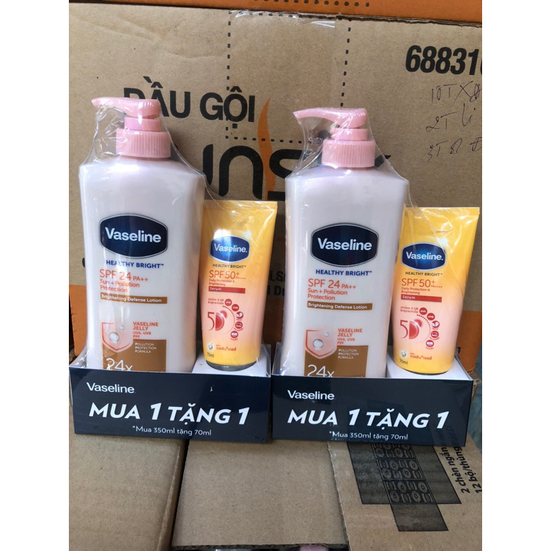 Sữa dưỡng thể da sáng tức thì Vaseline 350ml/chai tặng
