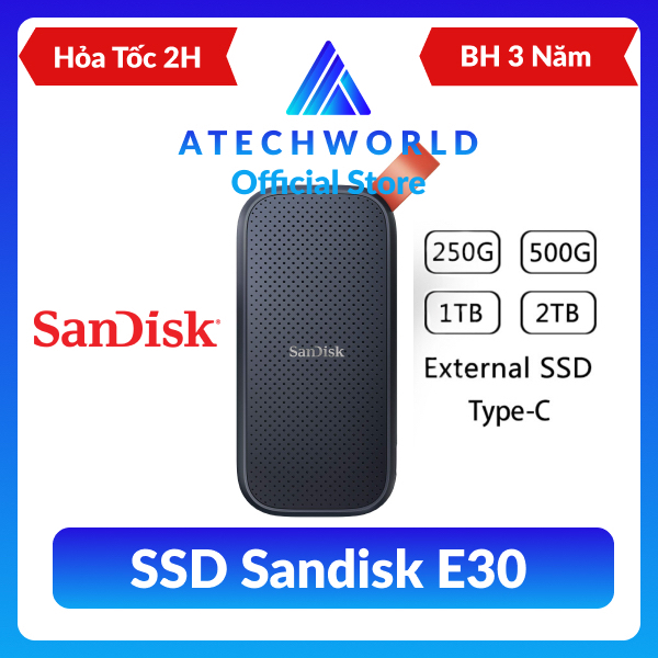 Ổ Cứng Di Động Ssd Sandisk E30 Type C 480gb 1tb 2tb Tốc Độ Đọc Ghi 520mbs Hàng Chính Hãng 8702