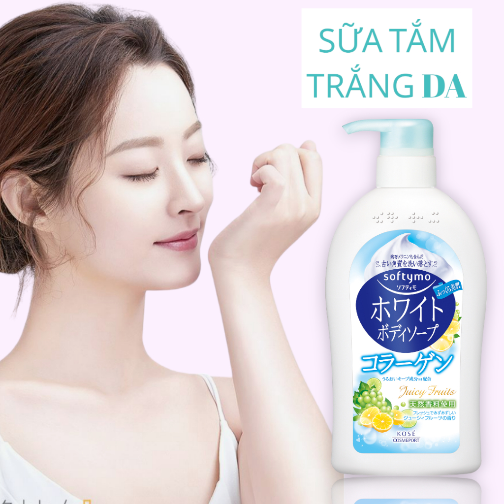 Sữa Tắm Giúp Dưỡng Trắng Sáng Da Kosé Softymo White Body Soap Collagen (600mL)
