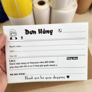 Sét 50 Phiếu giao hàng in sẵn, tem ghi vận đơn có sẵn keo dán kích thước 10x15cm