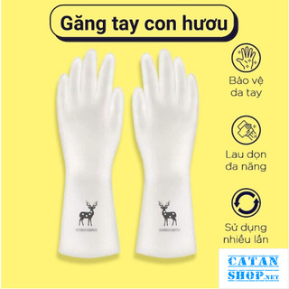 Găng tay hươu cao su siêu dai, bao tay hình hươu cao su rửa chén bát chống ăn mòn bảo vệ da tay GD712-GangOS-ngan