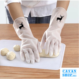 Găng tay hươu cao su siêu dai, bao tay hình hươu cao su rửa chén bát chống ăn mòn bảo vệ da tay GD712-GangOS-ngan