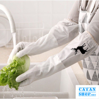 Găng tay hươu cao su siêu dai, bao tay hình hươu cao su rửa chén bát chống ăn mòn bảo vệ da tay GD712-GangOS-ngan