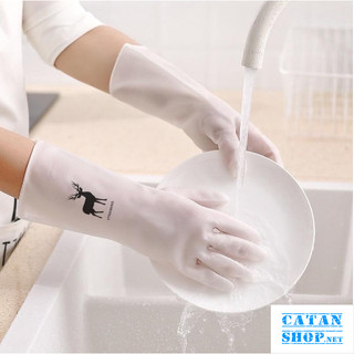 Găng tay hươu cao su siêu dai, bao tay hình hươu cao su rửa chén bát chống ăn mòn bảo vệ da tay GD712-GangOS-ngan