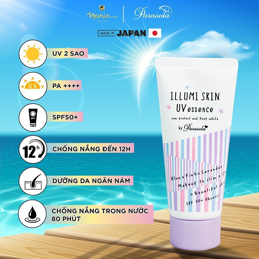 Ảnh Kem chống nắng dưỡng da nâng tông dạng gel Naris Parasola Illumi Skin UV Essence, UV 2-sao SPF50+ PA++++ 80g 3