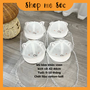 Mũ nón cho bé sơ sinh có khăn voan che mặt an toàn lưới 0-5 tháng mesocshop