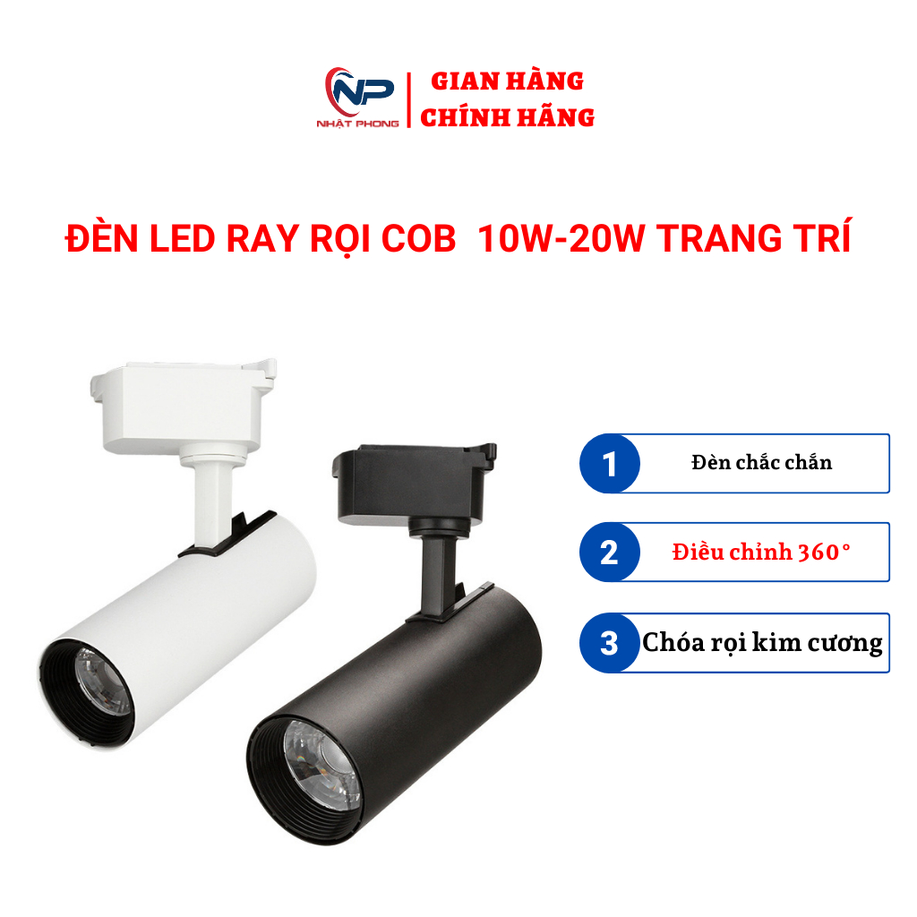 Đèn rọi ray, đèn rọi,20W, 12w COB màu đen hoặc trắng Cao cấp, Bảo hành ...