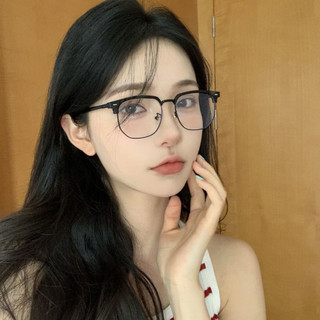 Gọng kính cận nam nữ clubmaster dáng vuông nửa gọng trên unisex trang nhã kèm hộp và khăn GK01