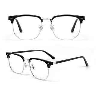 Gọng kính cận nam nữ clubmaster dáng vuông nửa gọng trên unisex trang nhã kèm hộp và khăn GK01