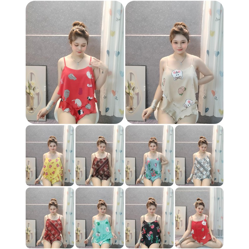 Đồ bộ dây đùi mặc nhà, đồ bộ ngủ tầng nhọn mùa hè - S06
