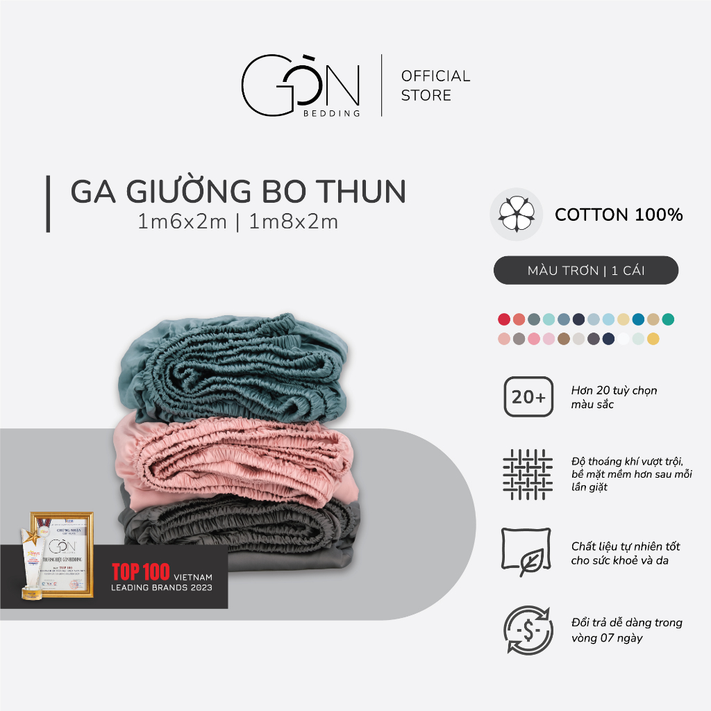 [Nhiều màu] Ga Giường Bo Thun Gòn Bedding Cotton 100% Hàn Quốc 1m6x2m - 1m8x2m