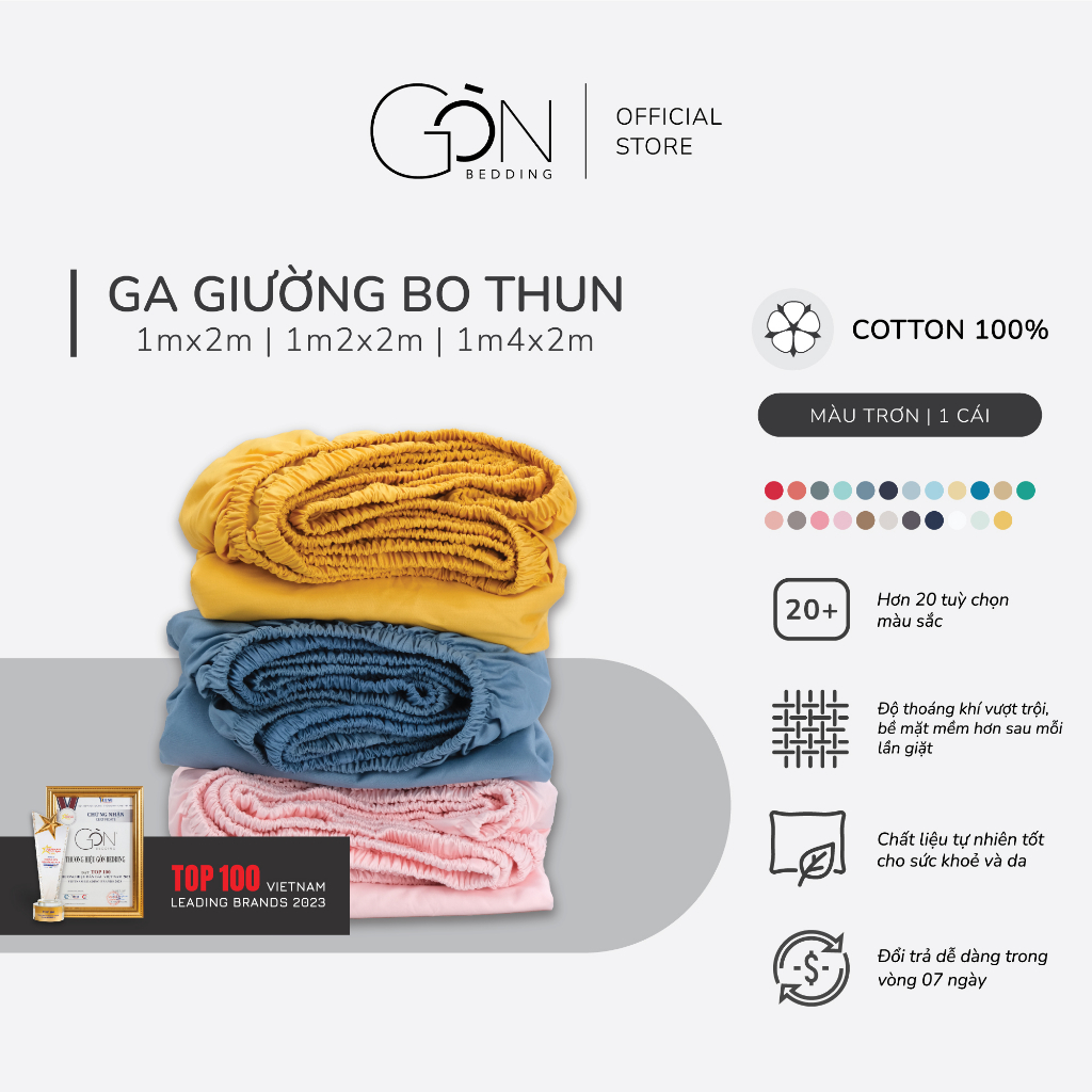 [NHIỀU MÀU] Ga Giường Bo Thun Gòn Bedding Cotton 100% Hàn Quốc 1mx2m - 1m2x2m - 1m4x2m (ĐẶT HÀNG 1-2 NGÀY)