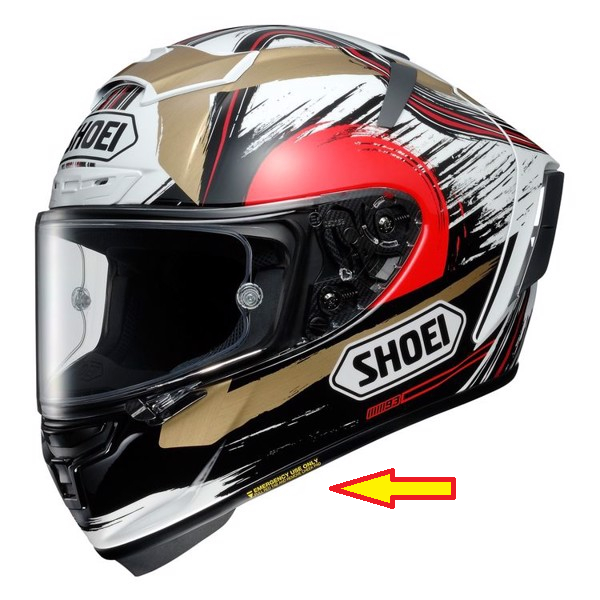 Bộ 2 Tem Emergency use only dán nón bảo hiểm fullface shoei. Decal cao cấp chống nước, độ dính cao