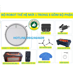 Robot thông minh trong 1 quét hút bụi lau khô và ướt nhà tự động trở về dock sạc thế hệ mới-siêu tốt,bảo hành 12 tháng