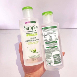 Nước tẩy trang Simple Micellar làm sạch da, không chứa cồn, không gây khô rát 200ml