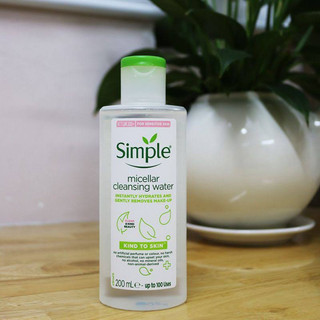 Nước tẩy trang Simple Micellar làm sạch da, không chứa cồn, không gây khô rát 200ml