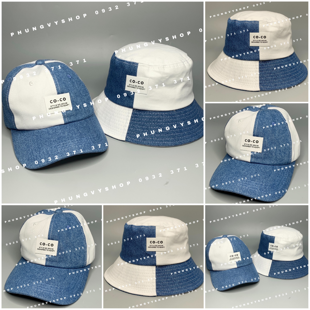 Mũ bucket VÀ nón lưỡi trai jean, set cặp đôi tình nhân unisex nam nữ ...