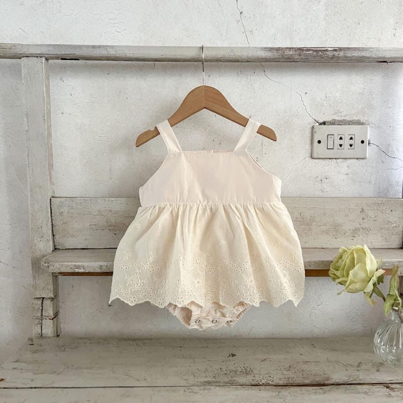[MD19] Body suit váy 2 dây yếm ren phong cách Hàn Quốc cho bé gái
