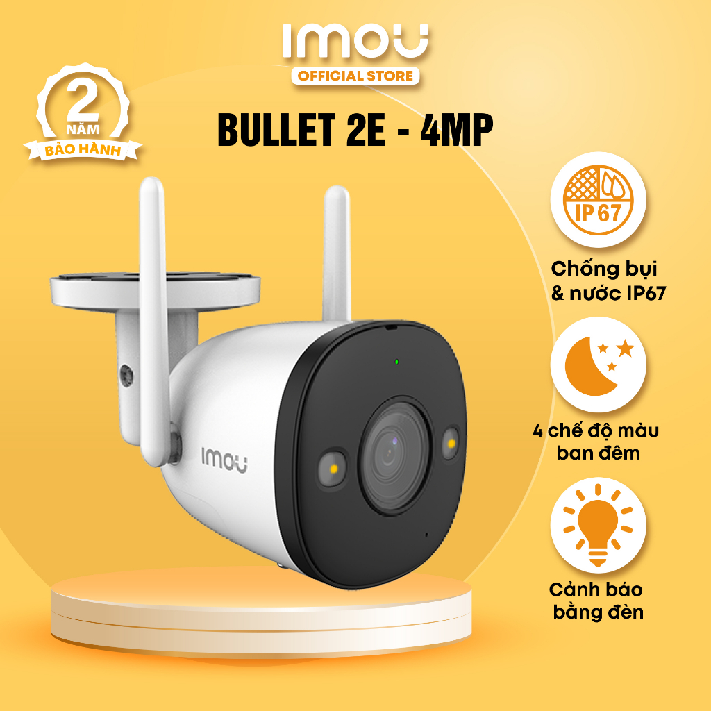 Camera Wifi Imou Bullet 2E (4MP) I IPCF42FP I 4 chế độ ban đêm I Chống