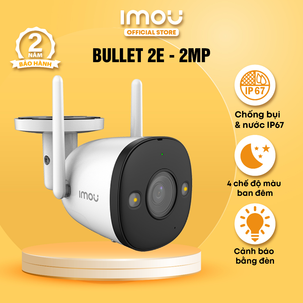 Camera Wifi ngoài trời Imou Bullet 2E (2MP) I IPCF22FP I Chống nước