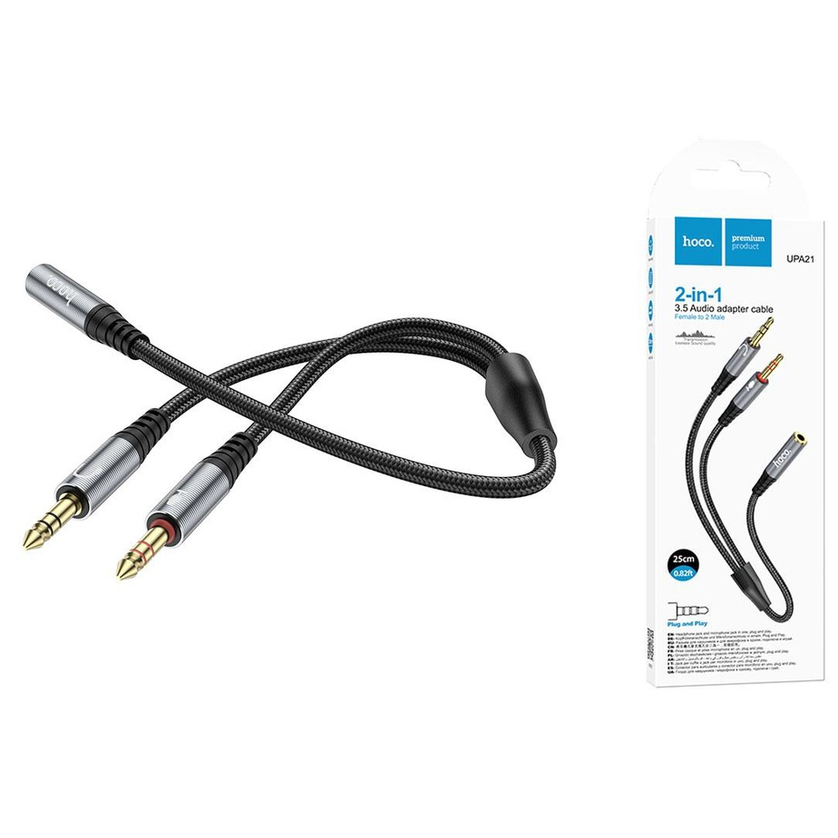 Cáp Gộp Audio & Mic Sang Tai Nghe 3.5mm Chính Hãng Hoco UPA21 -Support Âm Thanh Hifi - 3.5 Audio Female to 2 Male Gò Vấp | BigBuy360 - bigbuy360.vn