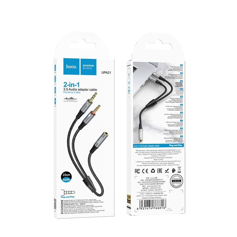 Cáp Gộp Audio & Mic Sang Tai Nghe 3.5mm Chính Hãng Hoco UPA21 -Support Âm Thanh Hifi - 3.5 Audio Female to 2 Male Gò Vấp | BigBuy360 - bigbuy360.vn