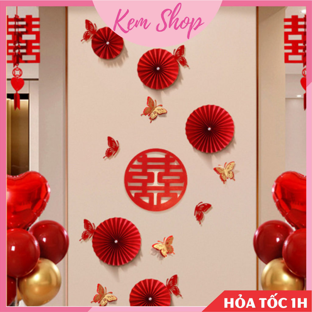Set bướm trang trí kim tuyến dùng trang trí lễ tết, đám cưới, giỏ quà - KEMSHOP K350