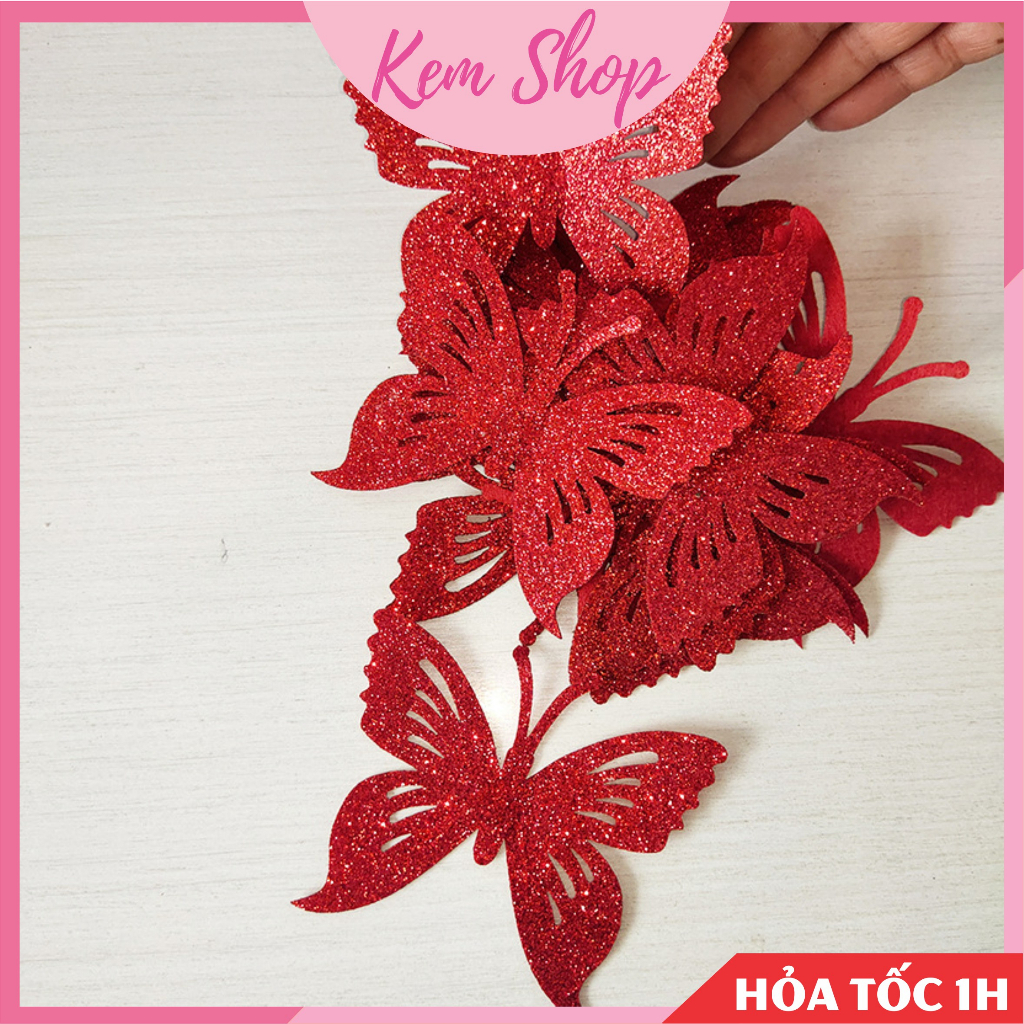 Set bướm trang trí kim tuyến dùng trang trí lễ tết, đám cưới, giỏ quà - KEMSHOP K350