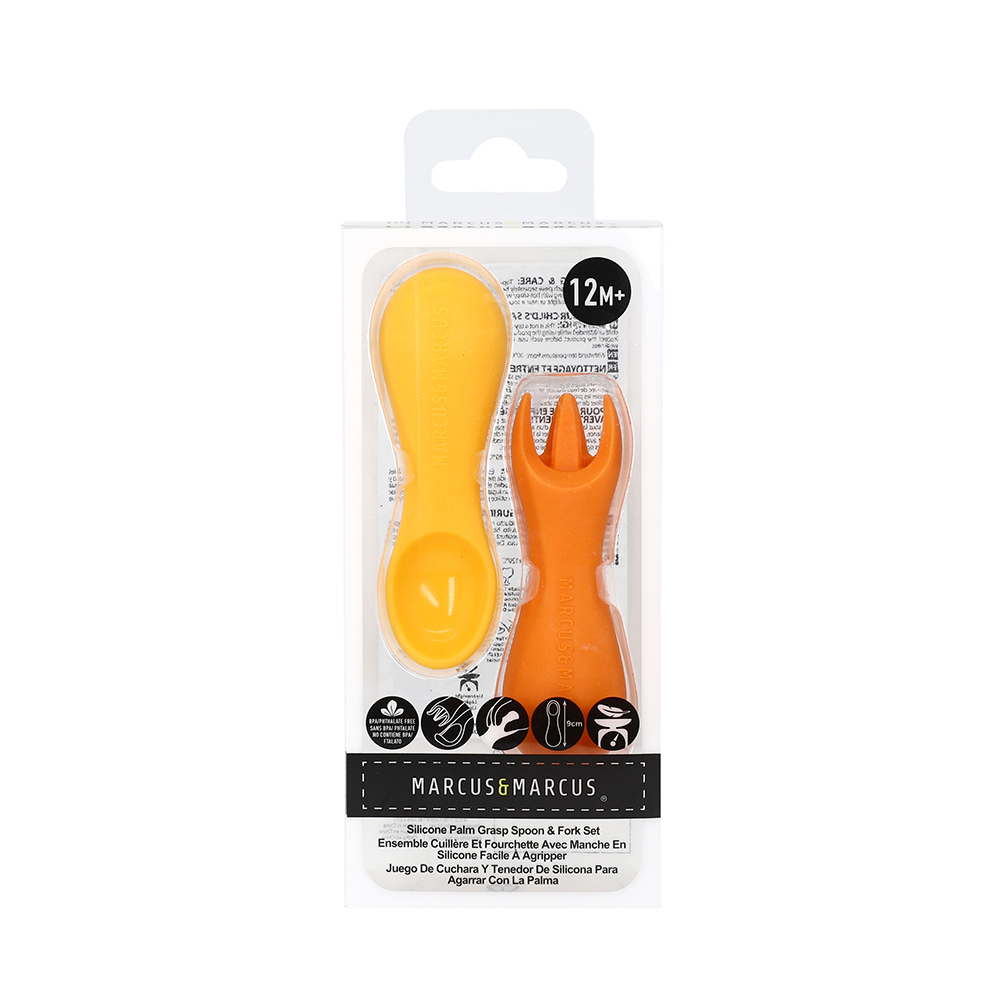 Ảnh Bộ Thìa Nĩa Tập Ăn Silicon Palm Grasp Marcus & Marcus, Cho Bé Từ 12 Tháng 2