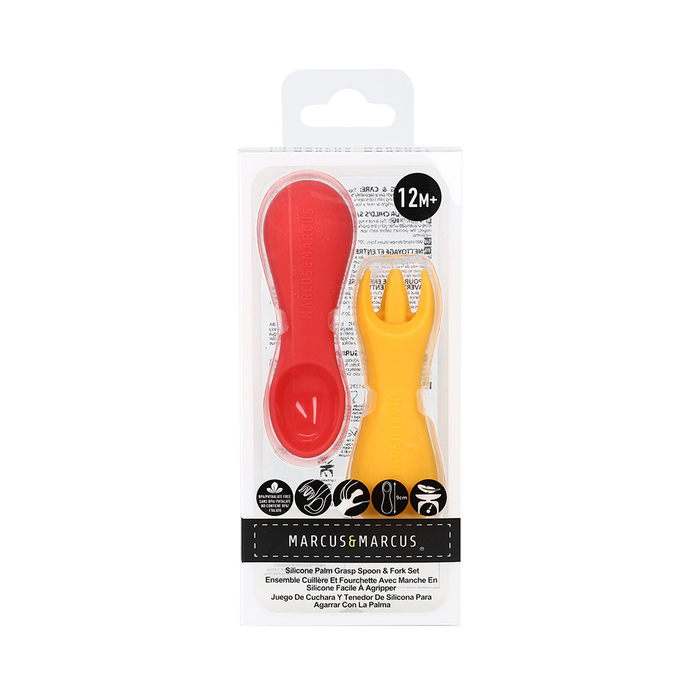 Ảnh Bộ Thìa Nĩa Tập Ăn Silicon Palm Grasp Marcus & Marcus, Cho Bé Từ 12 Tháng 4