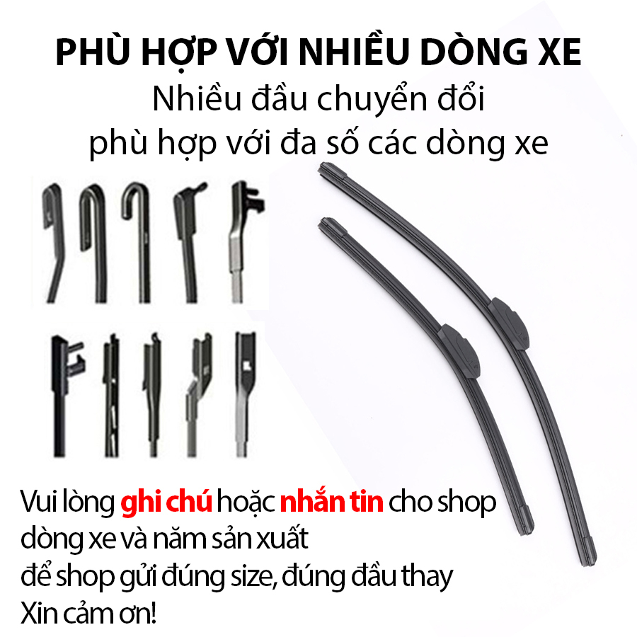 Gạt mưa LƯỠI KÉP silicon cao cấp, thanh gạt kính nước mưa oto xe hơi 2 lưỡi khung mềm đa năng gat mua luoikep