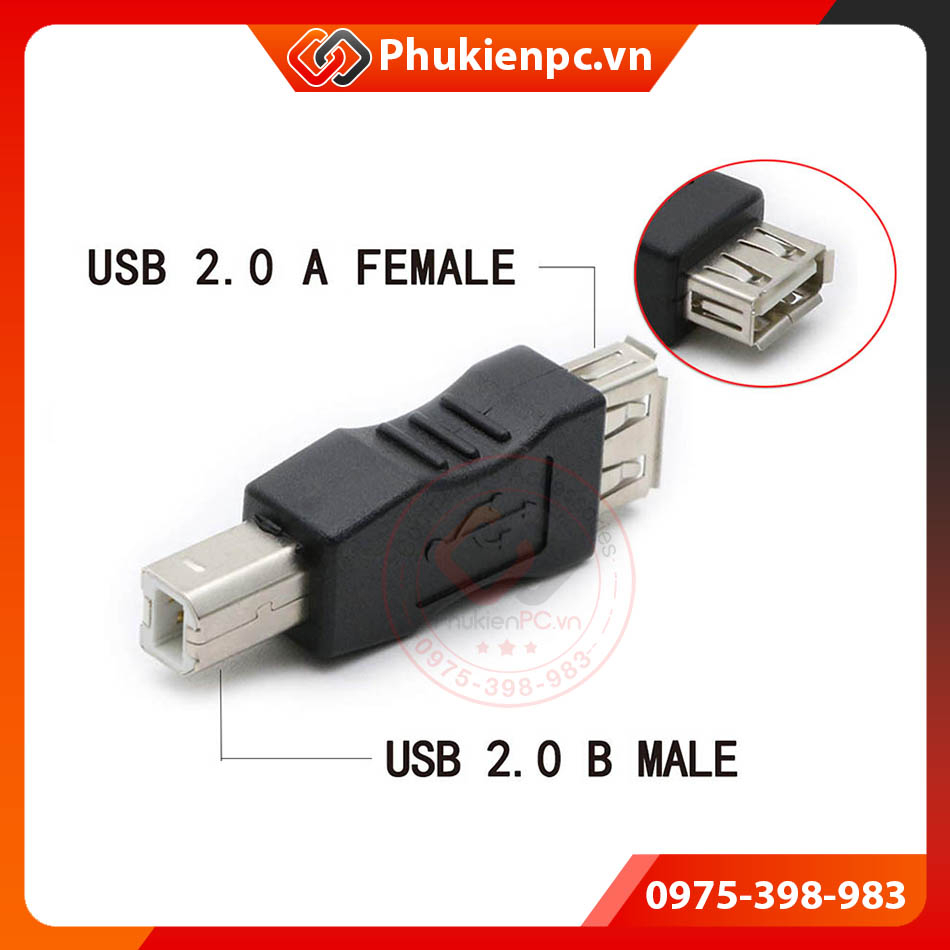 Đầu giắc chuyển đổi USB 2.0 Female (cái) sang USB Type B male (đực) cho ...