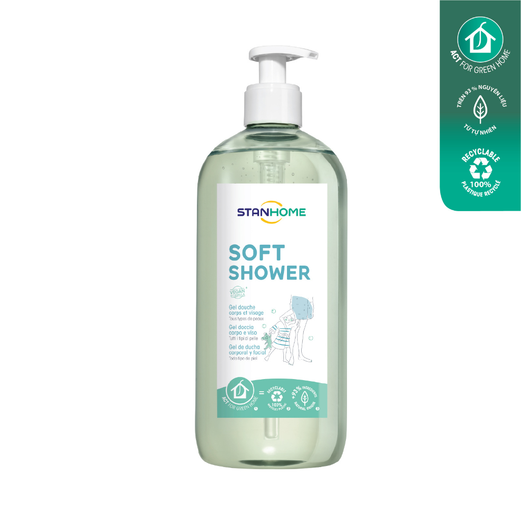 Ảnh Sữa tắm, rửa mặt không xà phòng cho da nhạy cảm giảm ngứa,dịu kích ứng  Stanhome  Soft Shower 740ml/chai 2