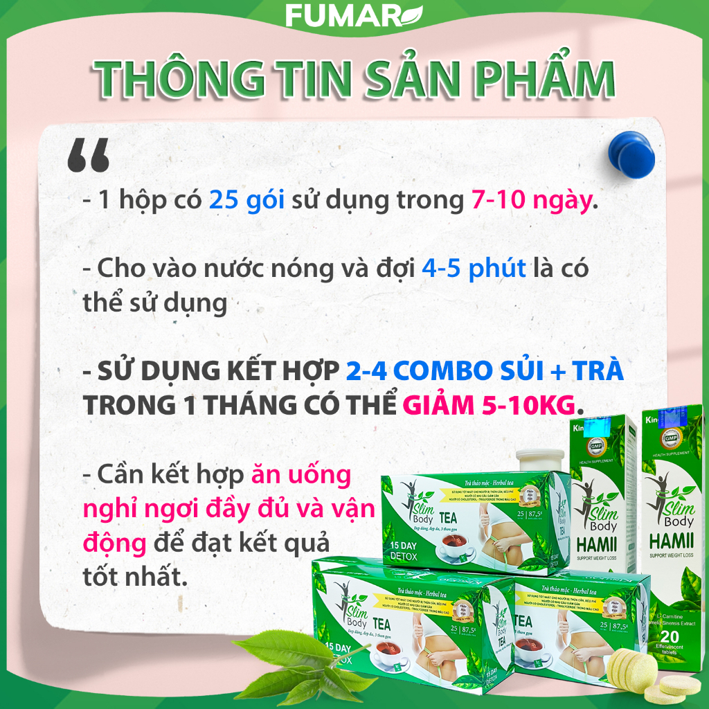 Trà giảm cân siêu tốc SLIM HAMII TEA tan mỡ bụng hiệu quả thảo mộc an toàn