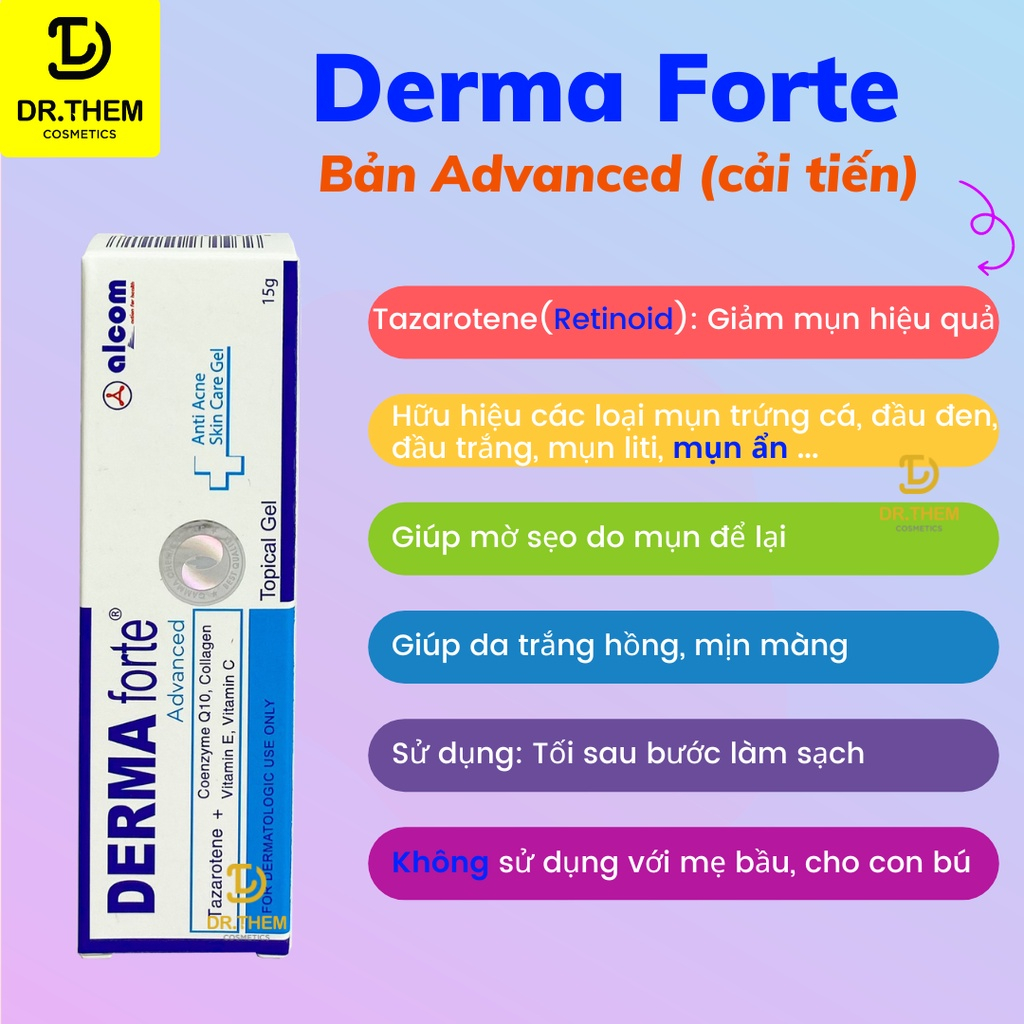 Kem Chấm Mụn Derma Forte Advanced 15g Chính Hãng – Giảm Sưng Mụn, Hỗ Trợ Mờ Thâm