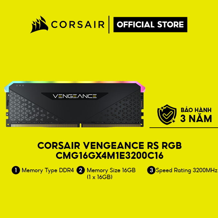 [Mã ELCL7 giảm 7% đơn 300K] Ram PC Corsair Vengeance RS RGB CMG16GX4M1E3200C16 16GB (1x16GB) DDR4 3200MHz