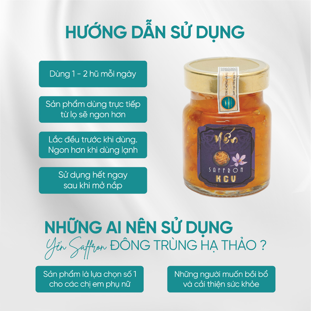 Ảnh Yến Chưng Saffron Đông Trùng Hạ Thảo Kim Cương Vàng - Dưỡng Da, Tăng Cường Đề Kháng (6 Lọ/Hộp x 70ml/Lọ) 2