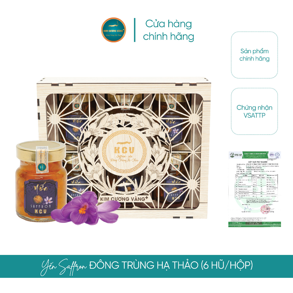 Ảnh Yến Chưng Saffron Đông Trùng Hạ Thảo Kim Cương Vàng - Dưỡng Da, Tăng Cường Đề Kháng (6 Lọ/Hộp x 70ml/Lọ) 3