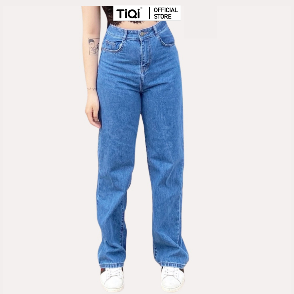 Quần ống rộng jean Nữ big size cao cấp lưng cao TiQi Jeans B3-1581
