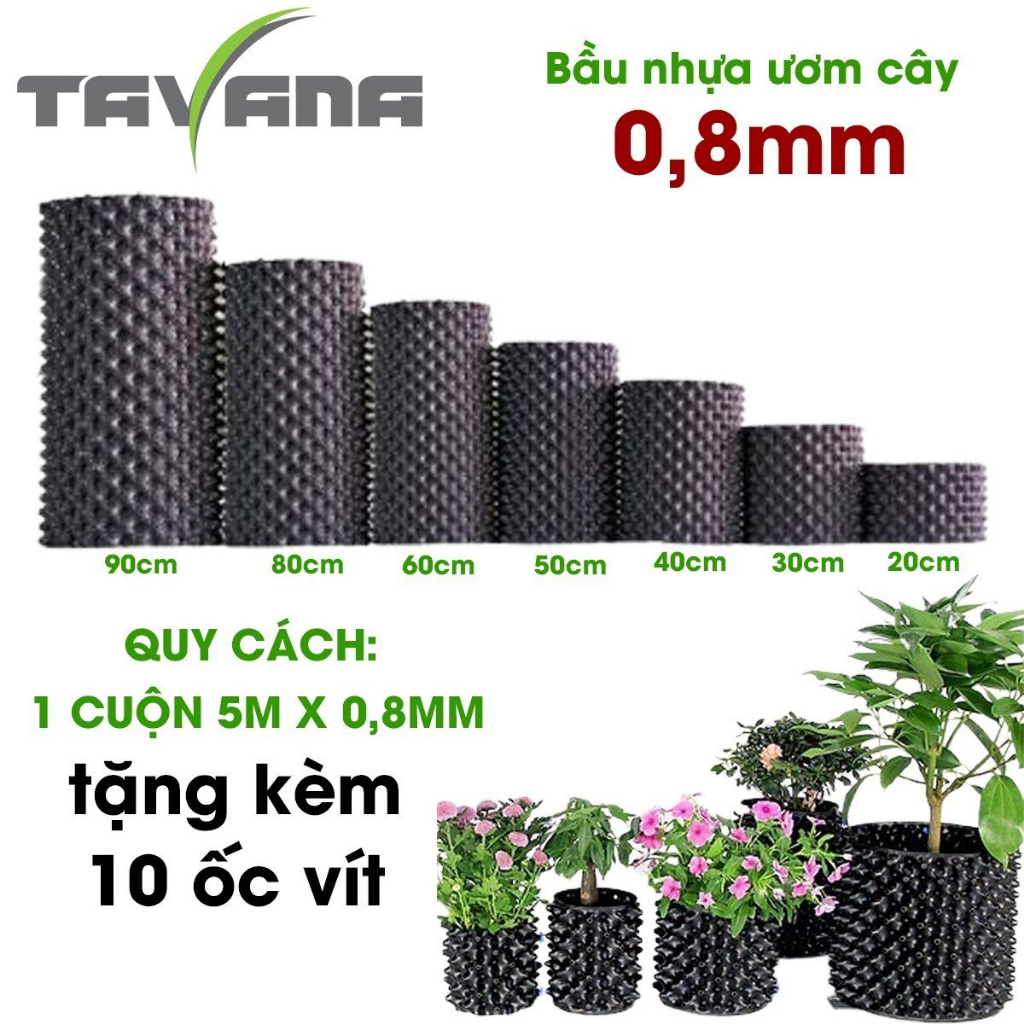 Bầu nhựa ươm rễ cây thông minh cao 20cm-90cm, dày 0.8mm dài 5m (Tặng ...